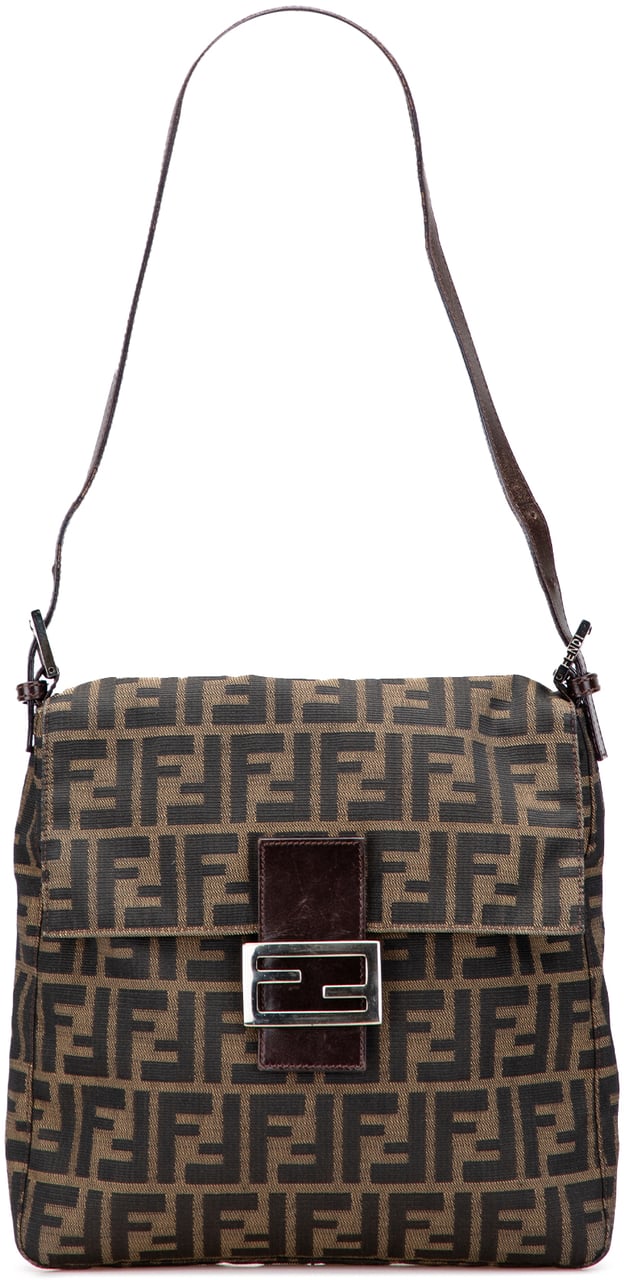 Fendi Zucca Canvas Shoulder Bag Bruin