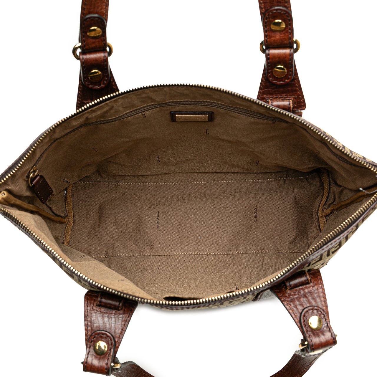 Fendi Zucchino Canvas Tote Bruin
