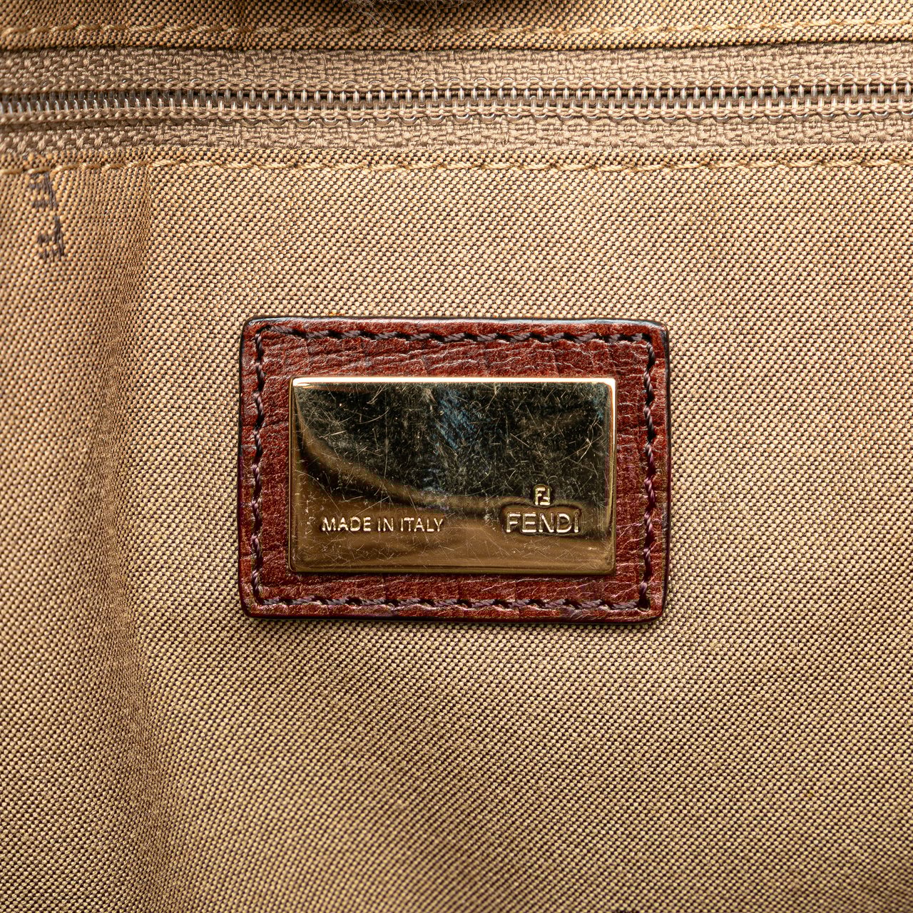 Fendi Zucchino Canvas Tote Bruin