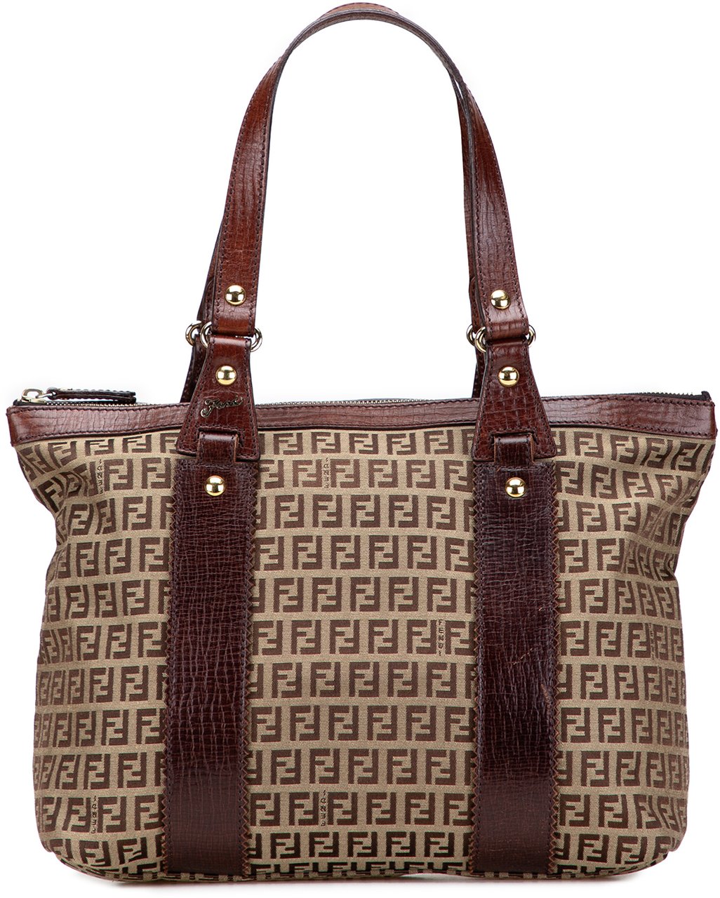 Fendi Zucchino Canvas Tote Bruin