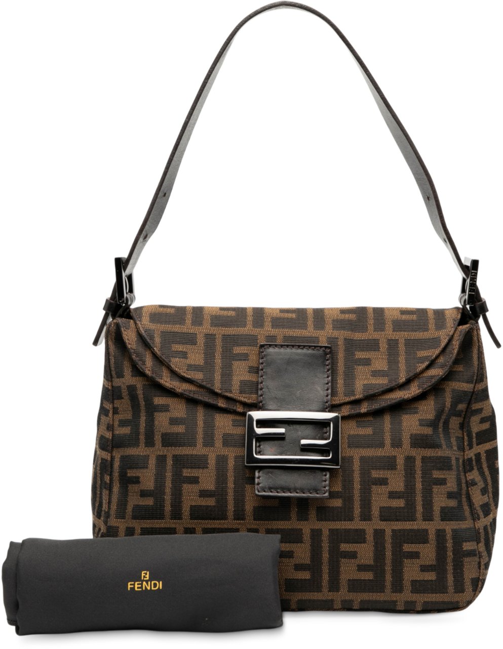 Fendi Zucca Canvas Double Flap Mamma Bruin