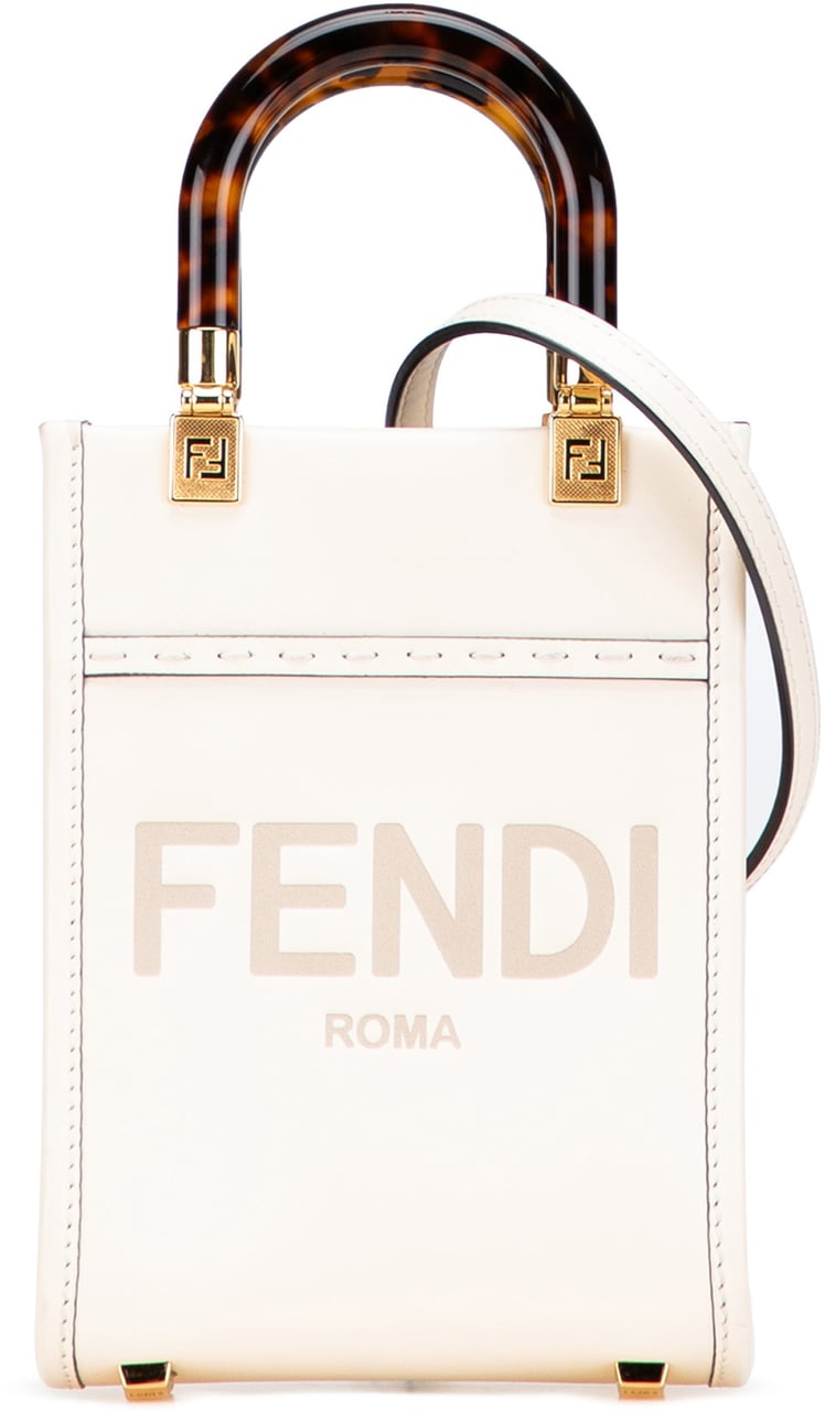 Fendi Mini Leather Sunshine Shopper Tote Wit