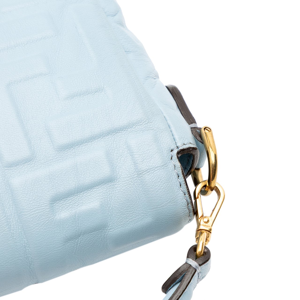 Fendi Mini Zucca Embossed Leather Baguette Satchel Blauw
