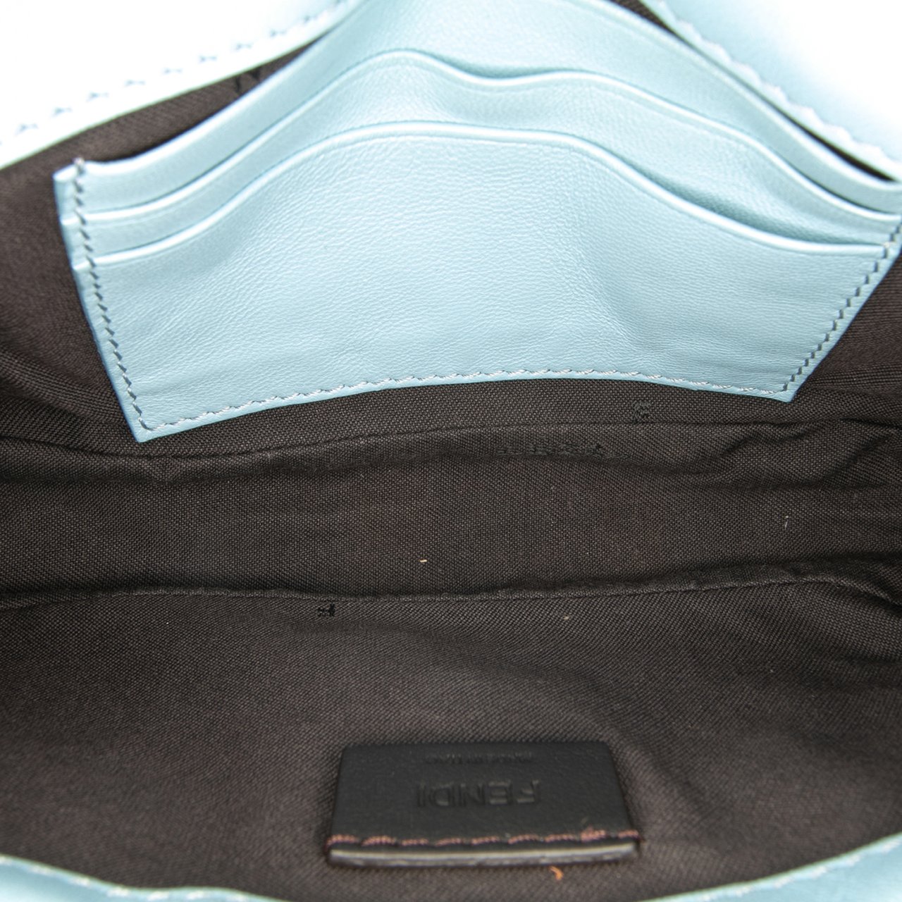 Fendi Mini Zucca Embossed Leather Baguette Satchel Blauw