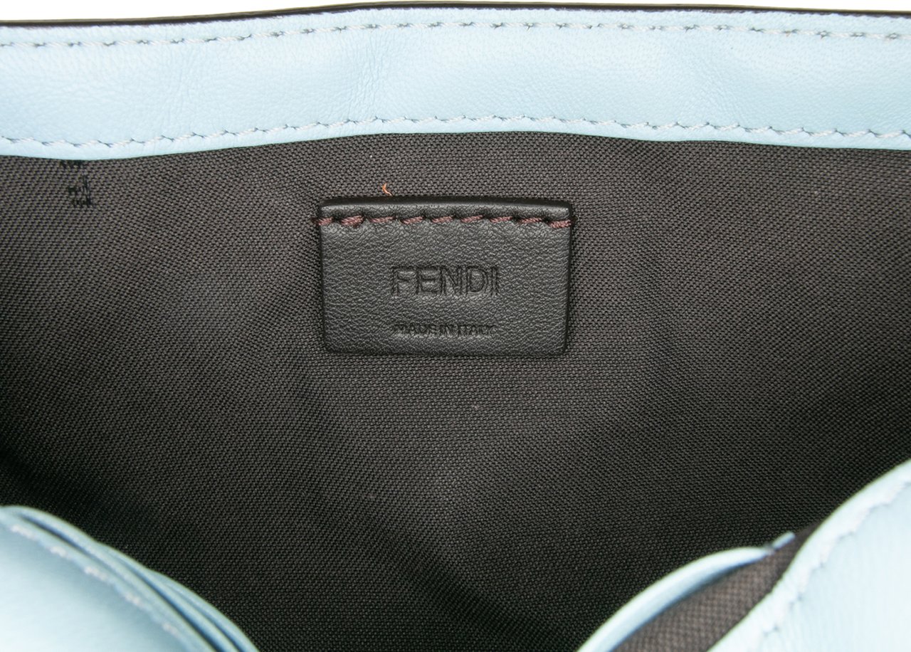 Fendi Mini Zucca Embossed Leather Baguette Satchel Blauw