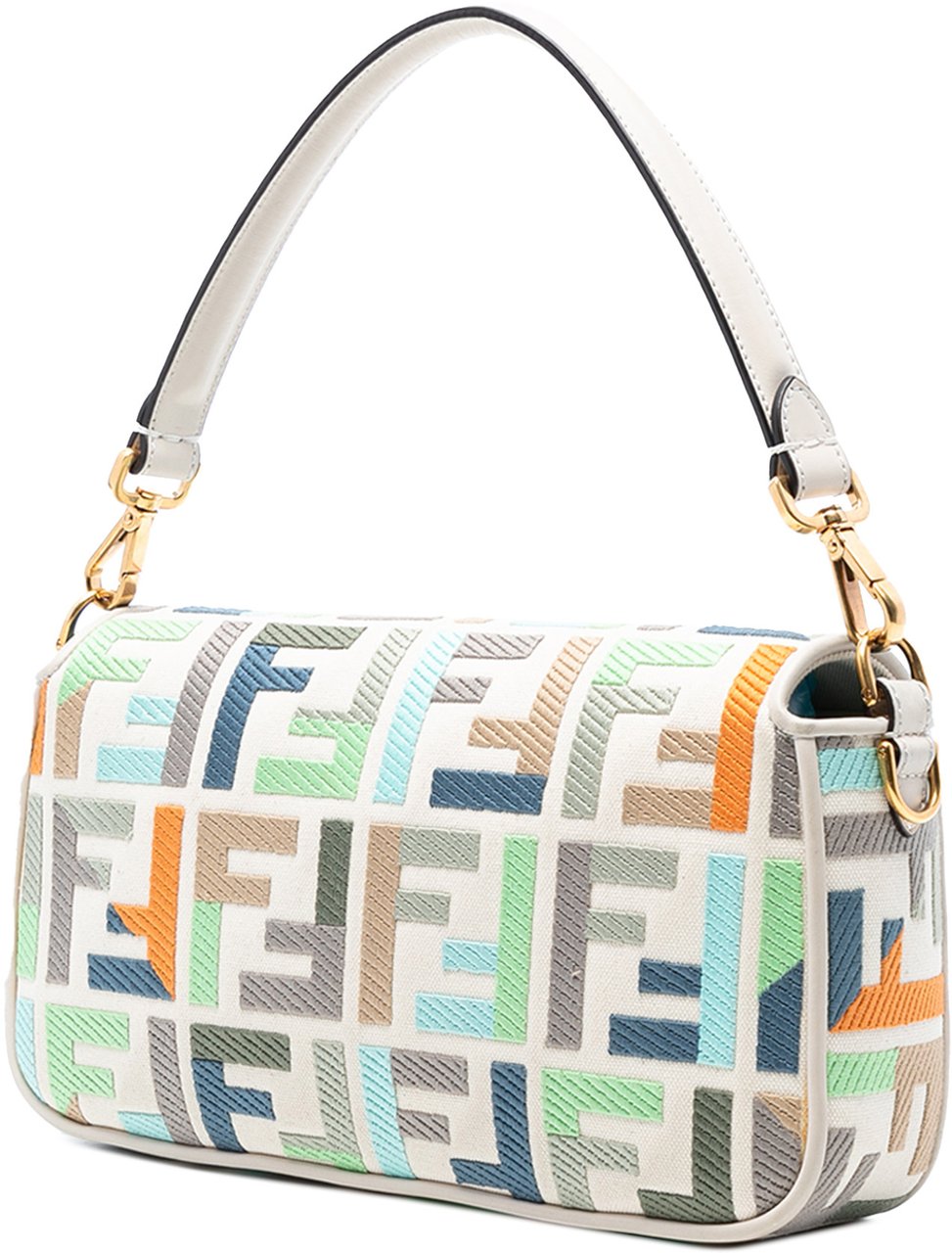 Fendi Zucca Embroidered Canvas Baguette Satchel Wit
