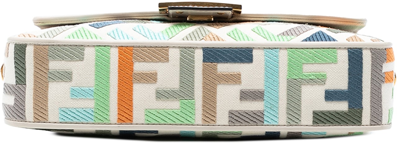Fendi Zucca Embroidered Canvas Baguette Satchel Wit