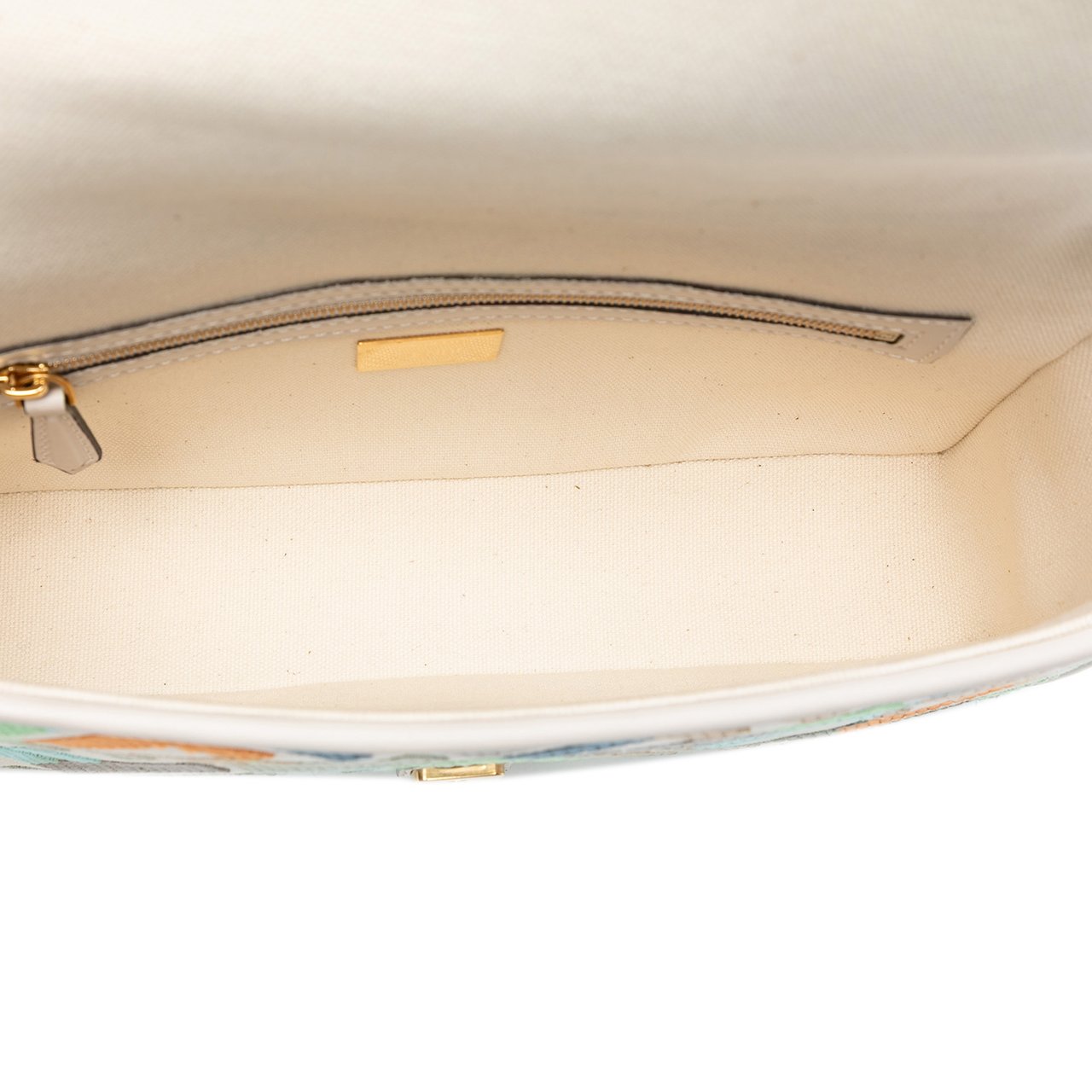 Fendi Zucca Embroidered Canvas Baguette Satchel Wit