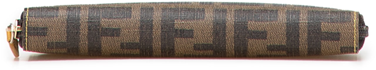 Fendi Zucca Coated Canvas Zip Around Long Wallet Bruin