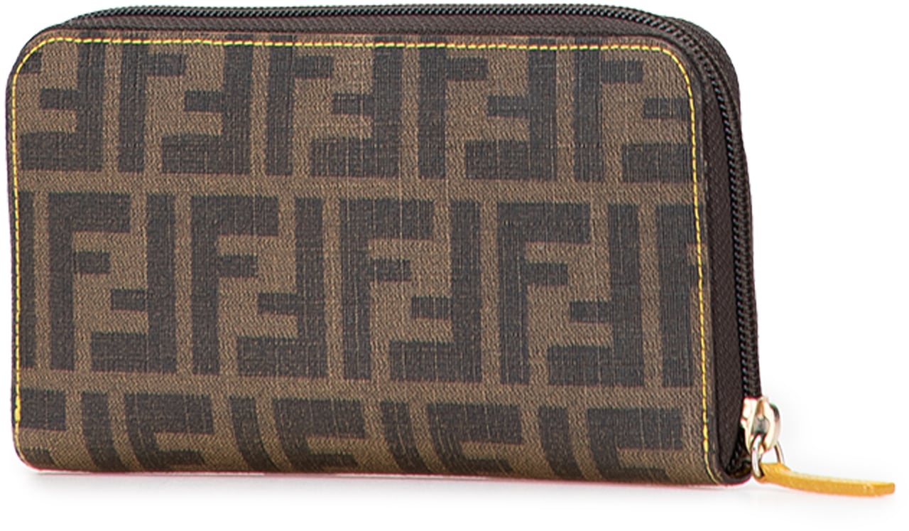 Fendi Zucca Coated Canvas Zip Around Long Wallet Bruin