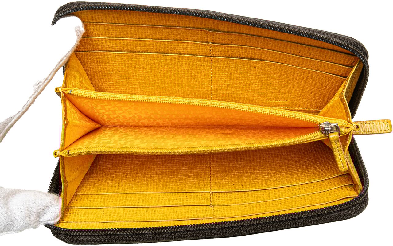 Fendi Zucca Coated Canvas Zip Around Long Wallet Bruin