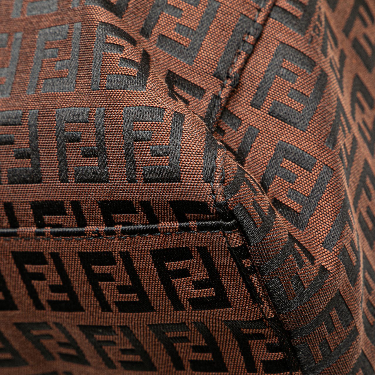 Fendi Zucchino Canvas Tote Bruin