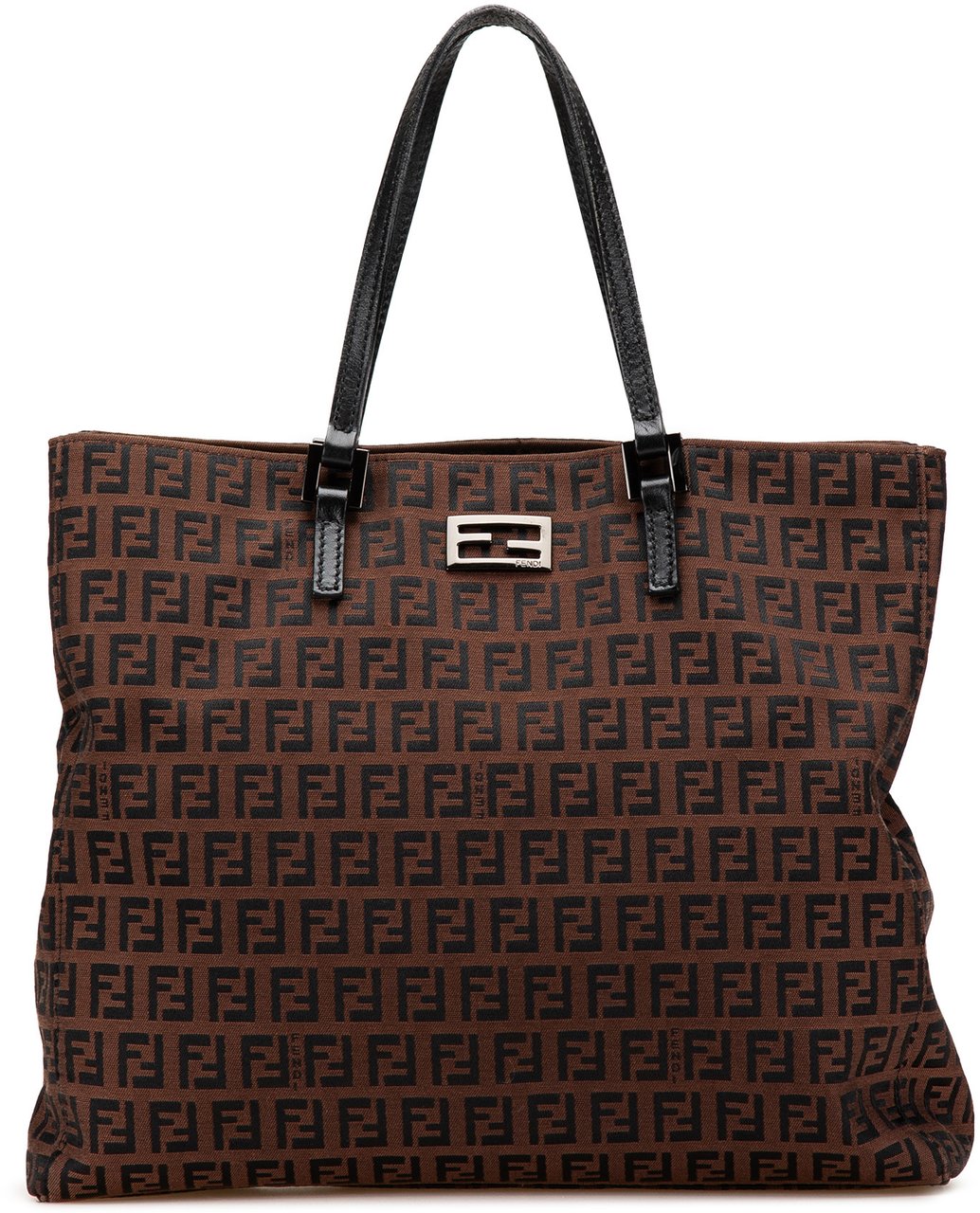 Fendi Zucchino Canvas Tote Bruin