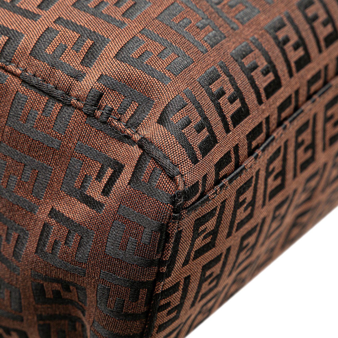 Fendi Zucchino Canvas Tote Bruin
