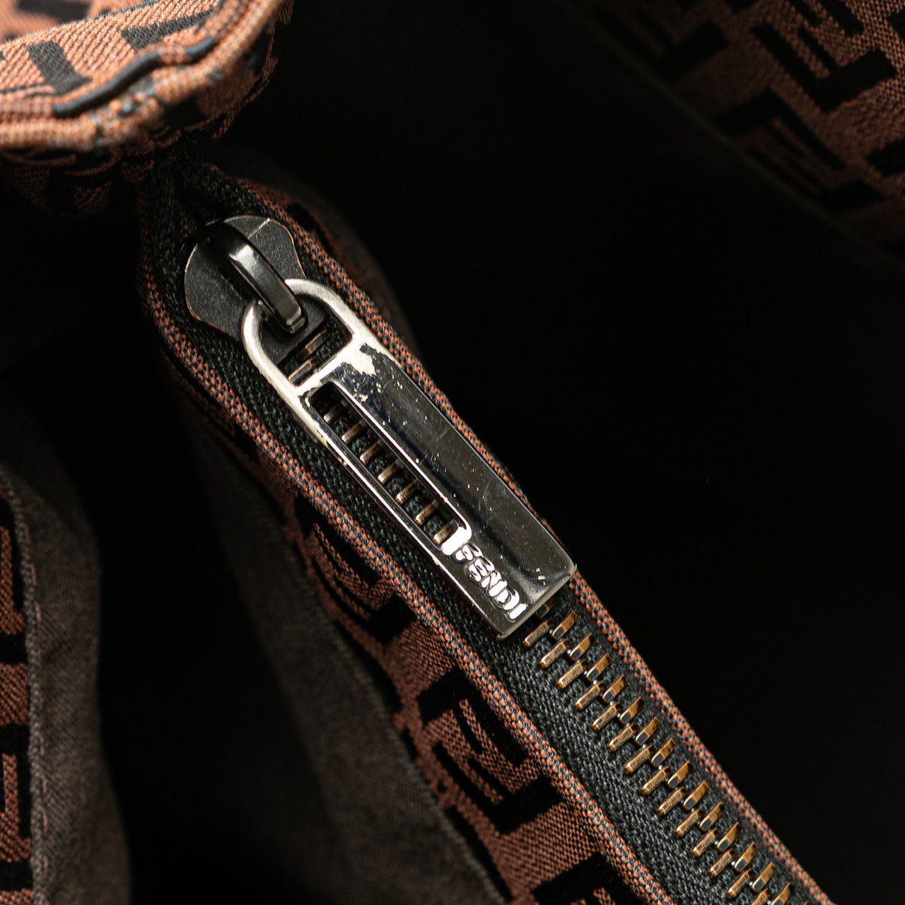 Fendi Zucchino Canvas Tote Bruin