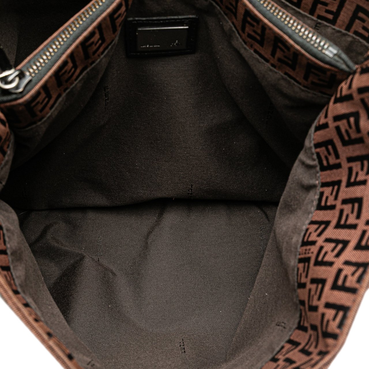 Fendi Zucchino Canvas Tote Bruin
