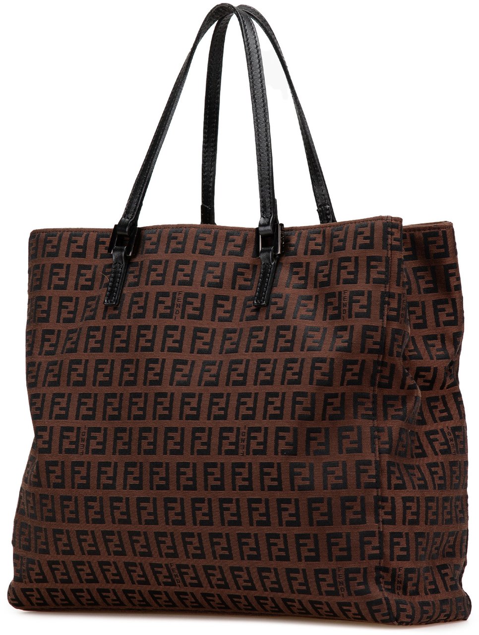 Fendi Zucchino Canvas Tote Bruin