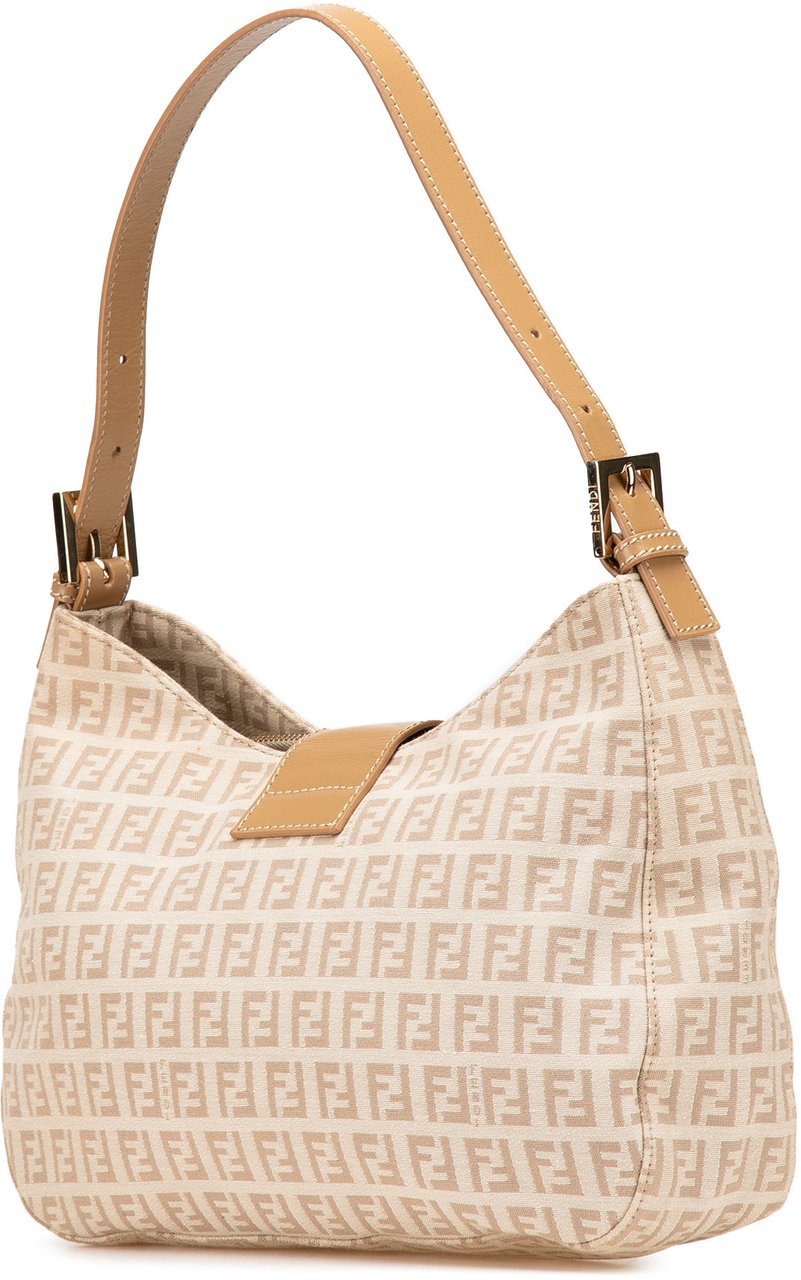 Fendi Zucchino Canvas Shoulder Bag Bruin