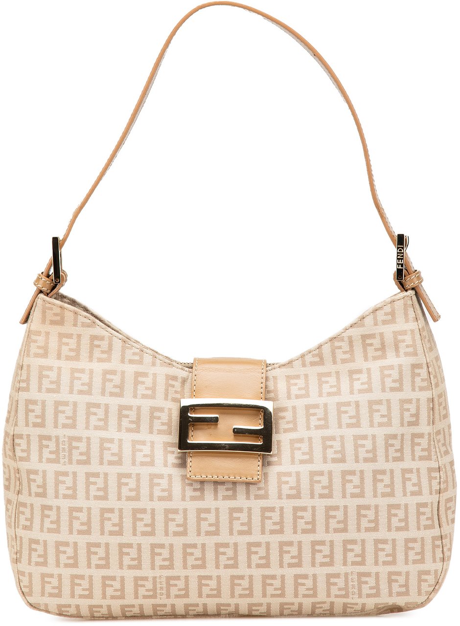 Fendi Zucchino Canvas Shoulder Bag Bruin