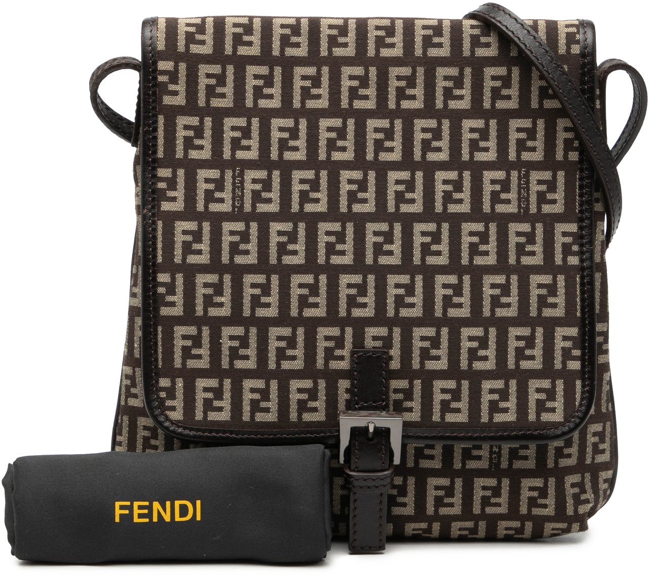 Fendi Zucchino Canvas Crossbody Bruin