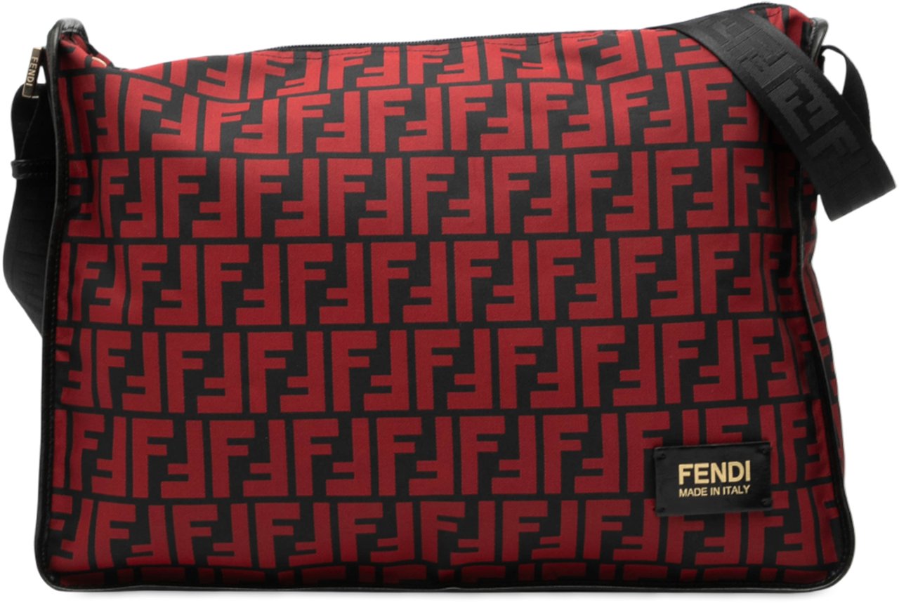 Fendi Zucca Nylon Crossbody Rood