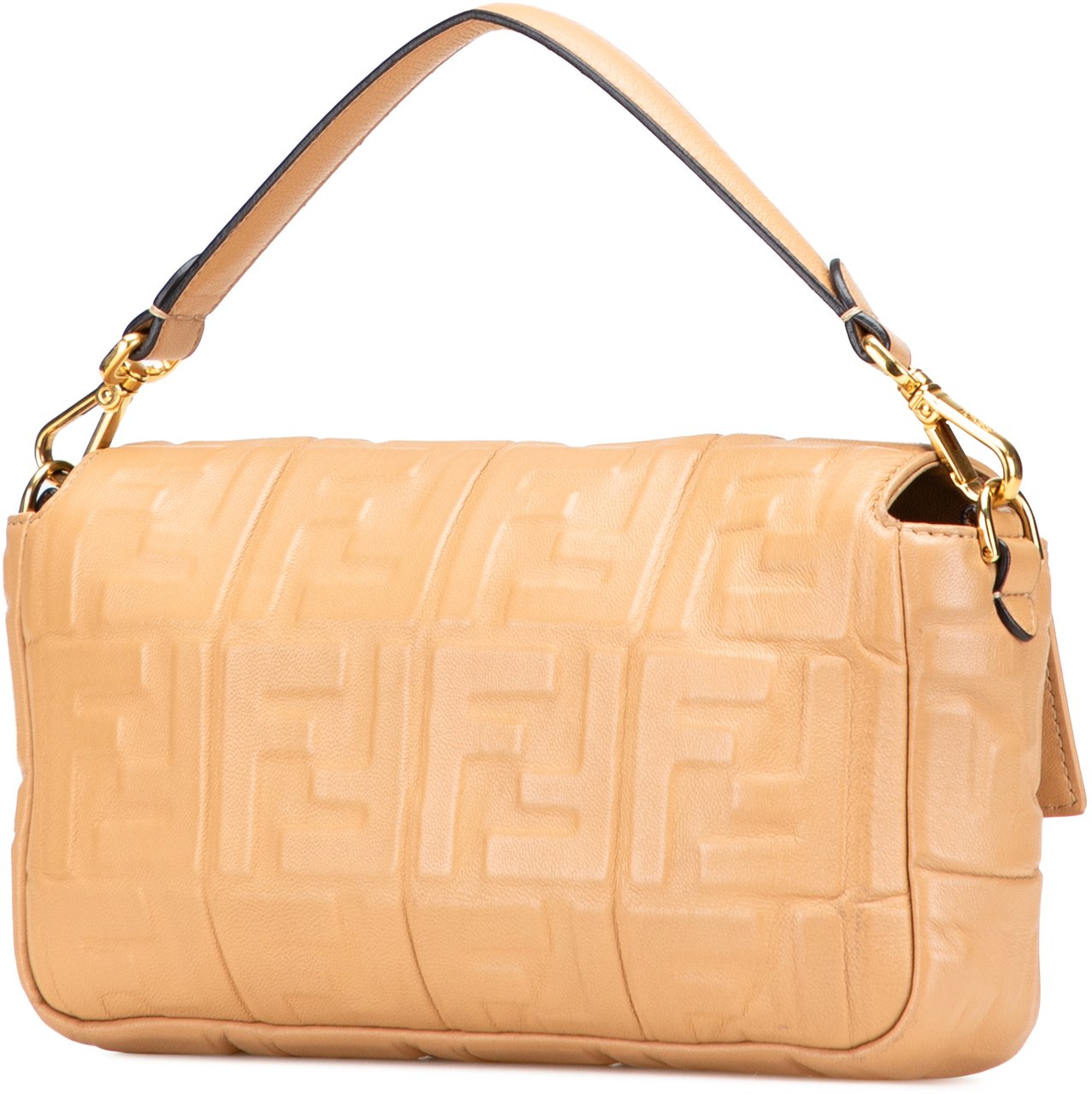 Fendi Zucca Embossed Leather Baguette Satchel Bruin