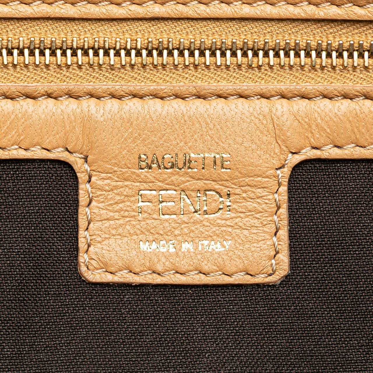 Fendi Zucca Embossed Leather Baguette Satchel Bruin