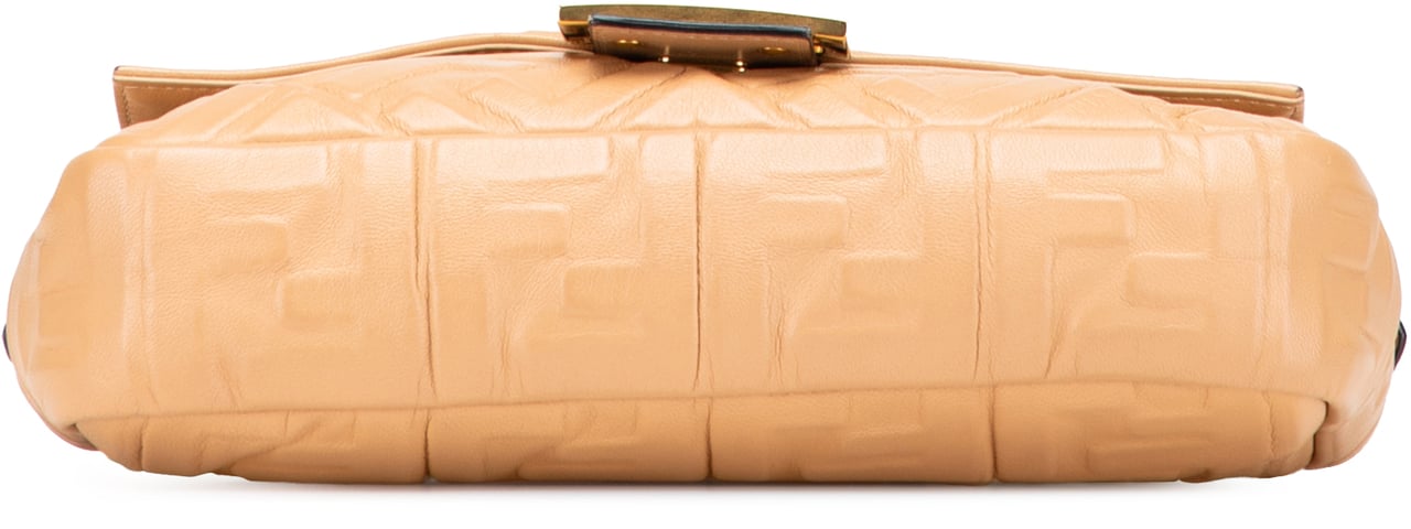 Fendi Zucca Embossed Leather Baguette Satchel Bruin