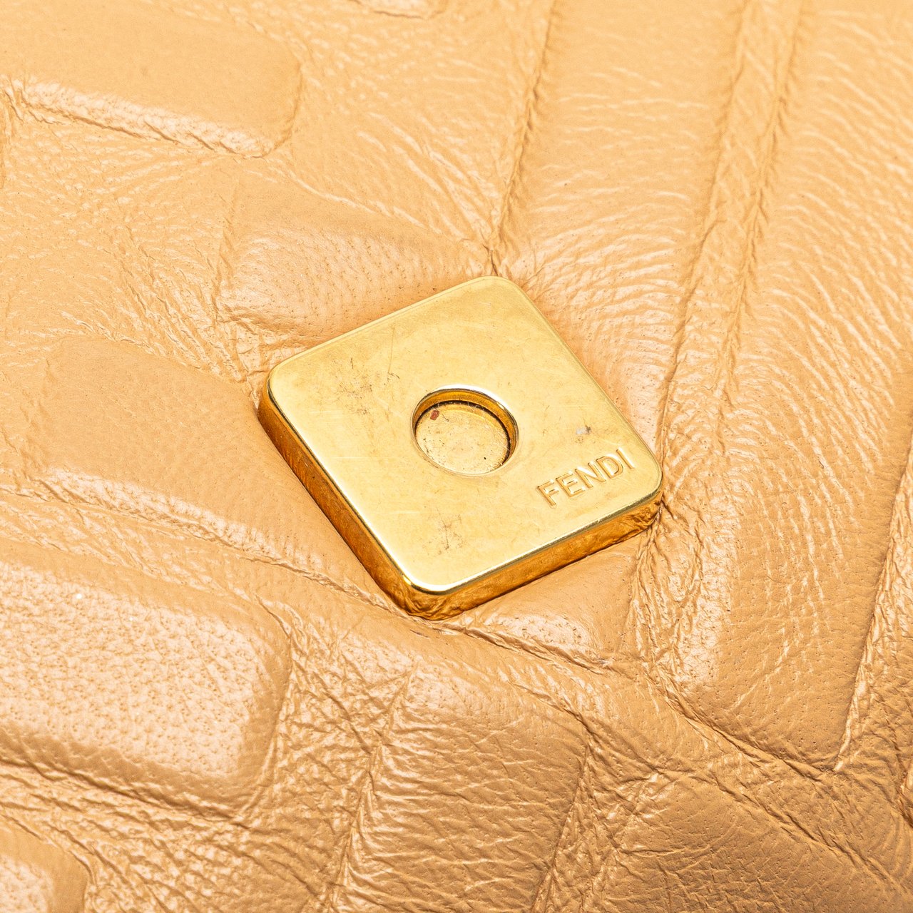 Fendi Zucca Embossed Leather Baguette Satchel Bruin