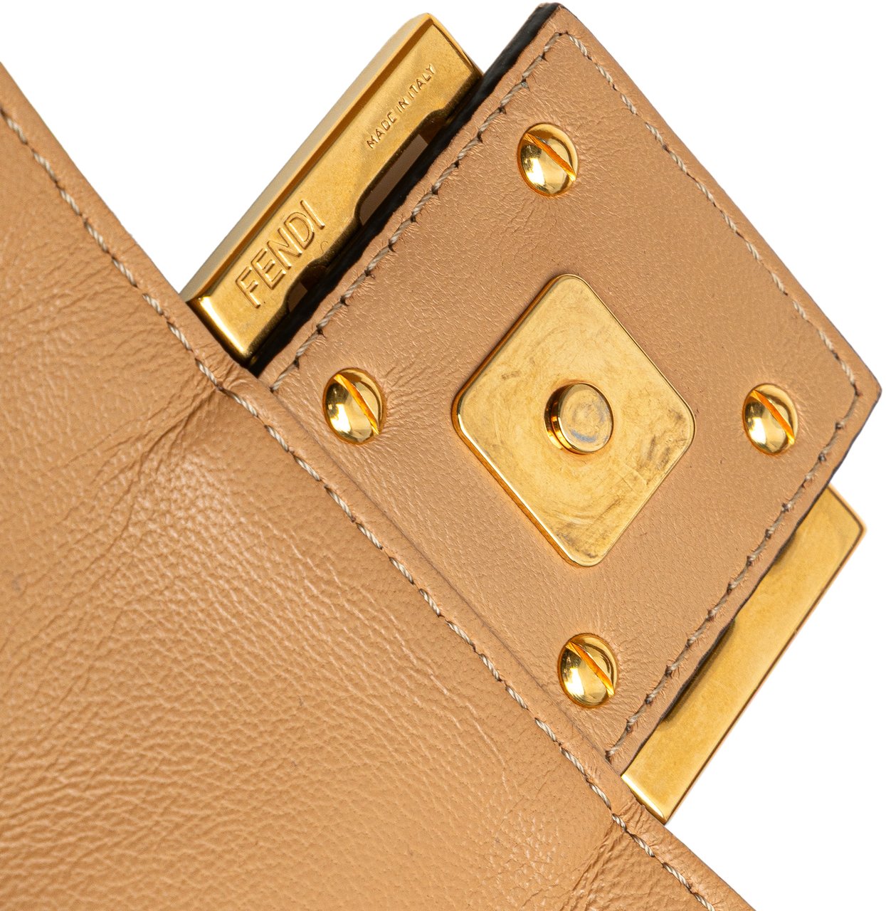 Fendi Zucca Embossed Leather Baguette Satchel Bruin