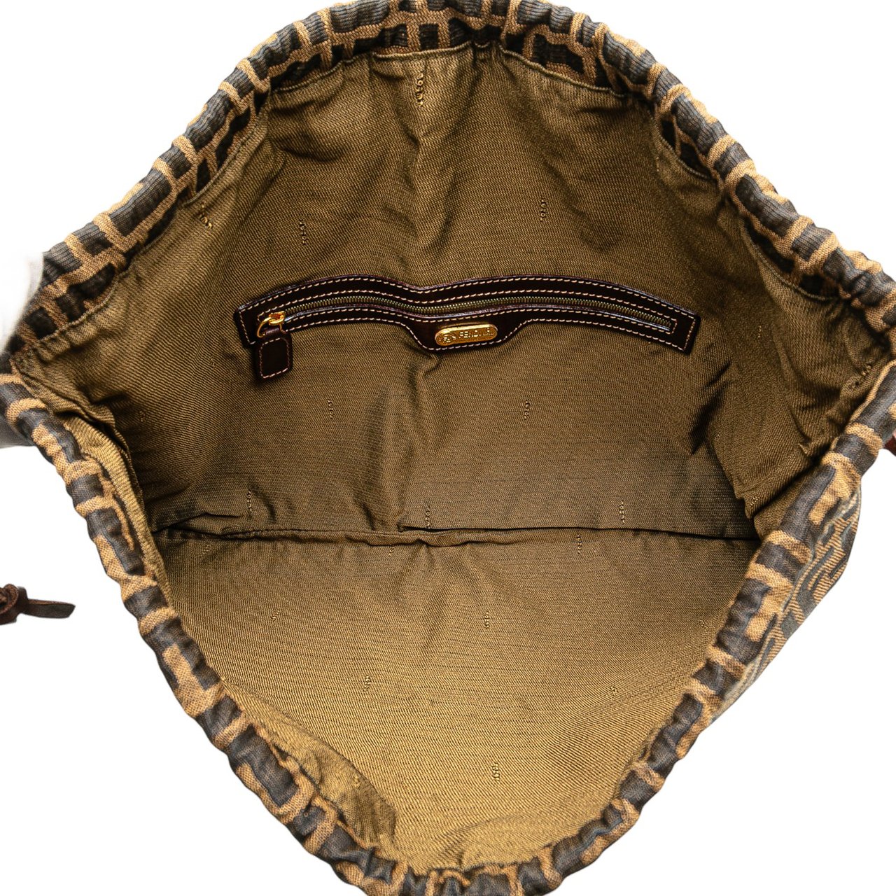Fendi Zucca Canvas Drawstring Pouch Bruin