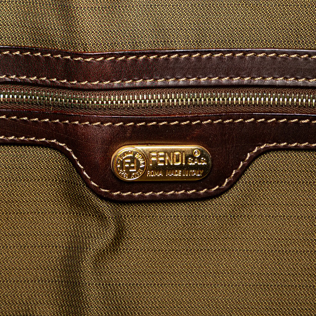 Fendi Zucca Canvas Drawstring Pouch Bruin