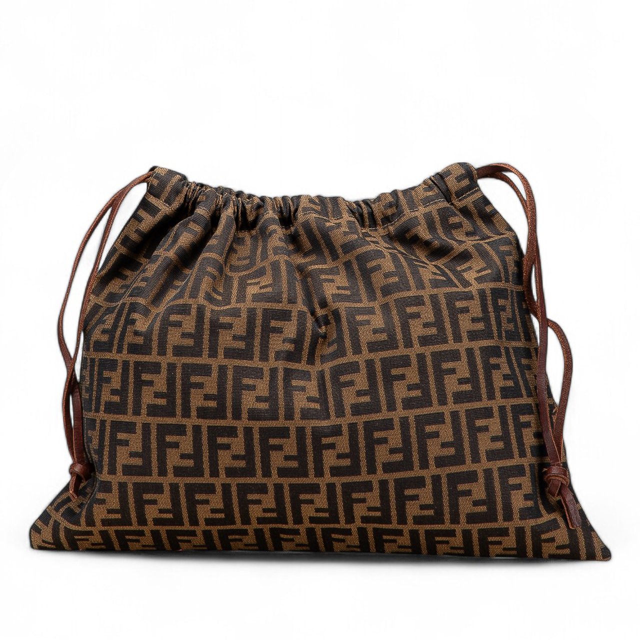 Fendi Zucca Canvas Drawstring Pouch Bruin