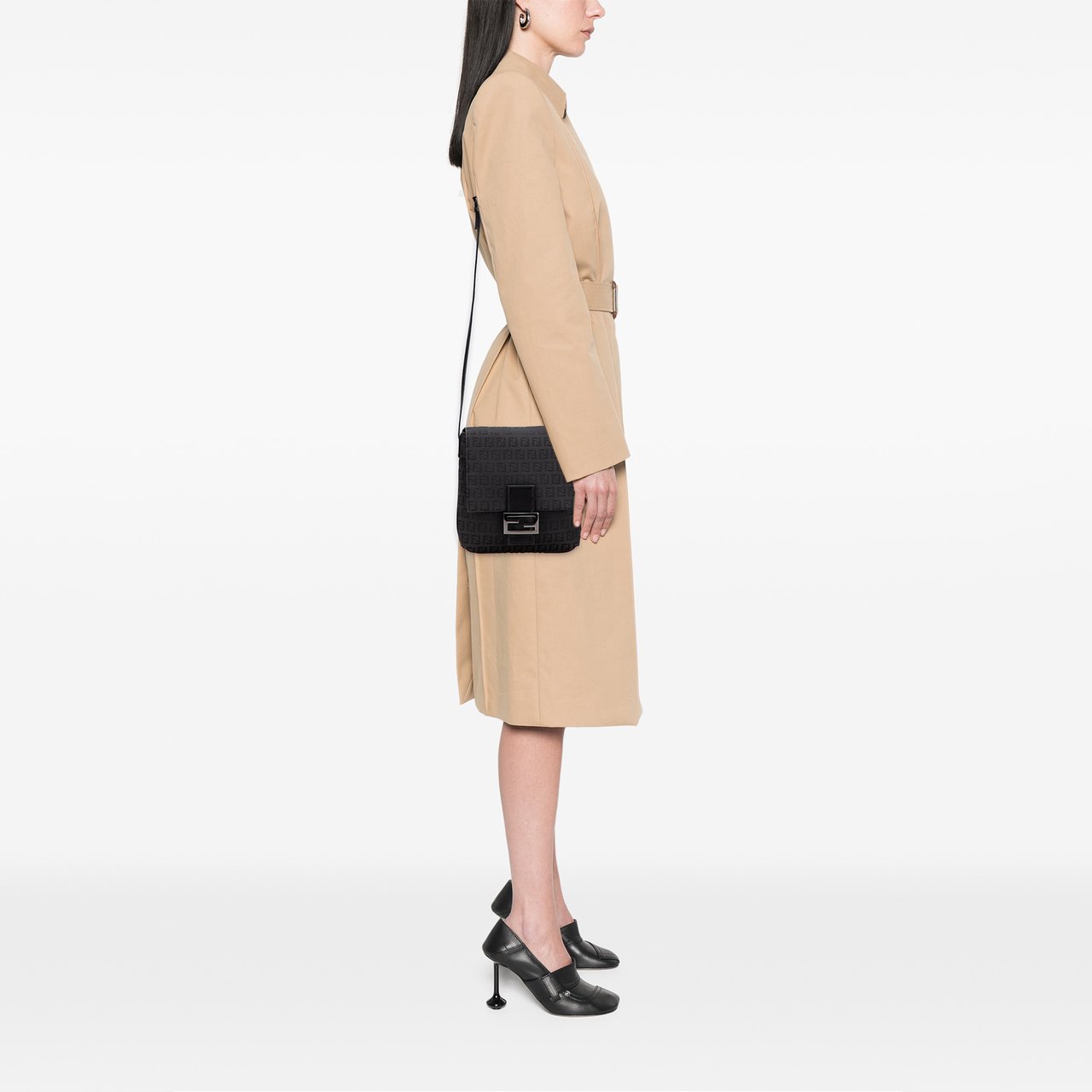 Fendi Zucchino Canvas Crossbody Zwart