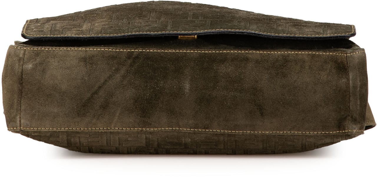 Fendi Zucca Suede Messenger Bag Bruin