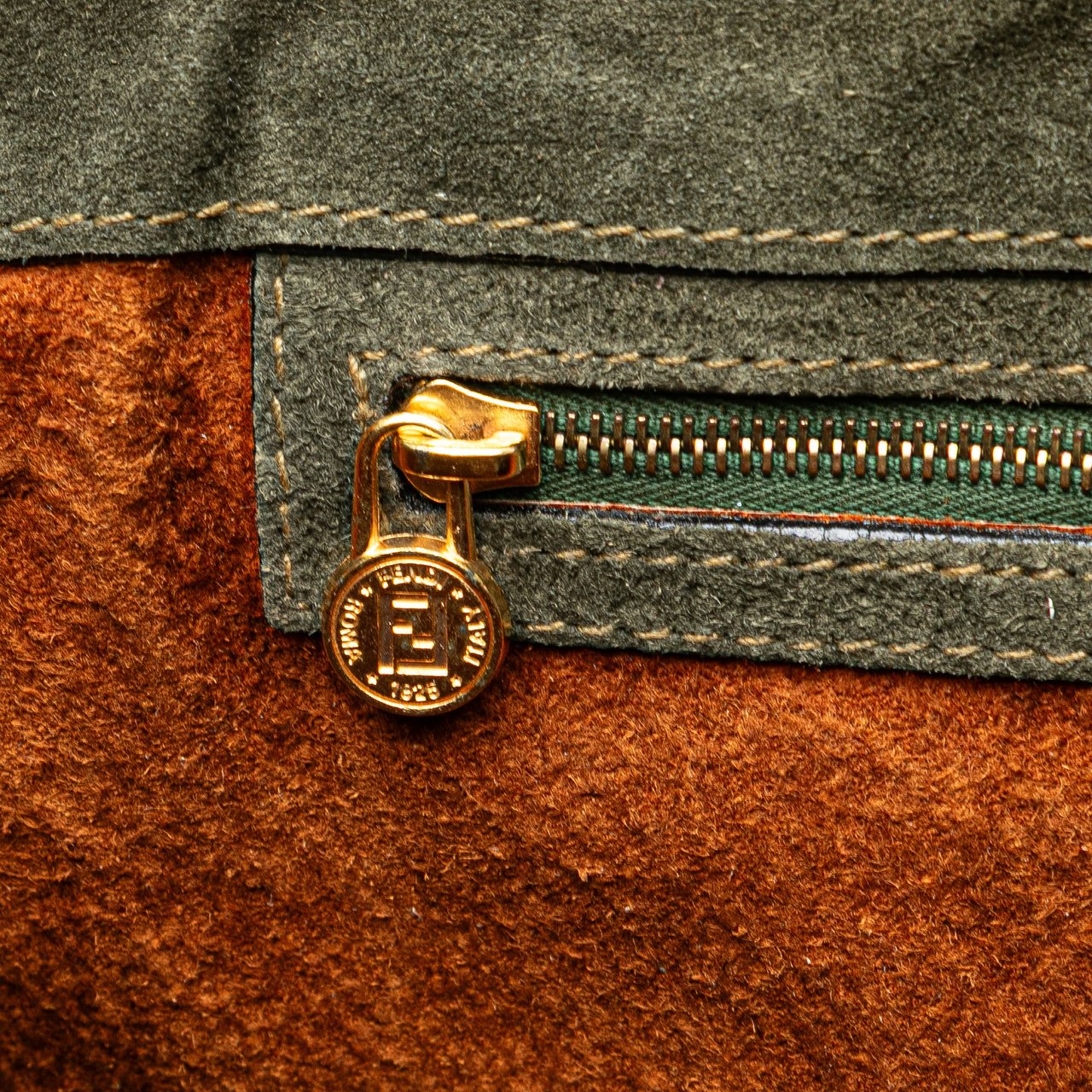 Fendi Zucca Suede Messenger Bag Bruin