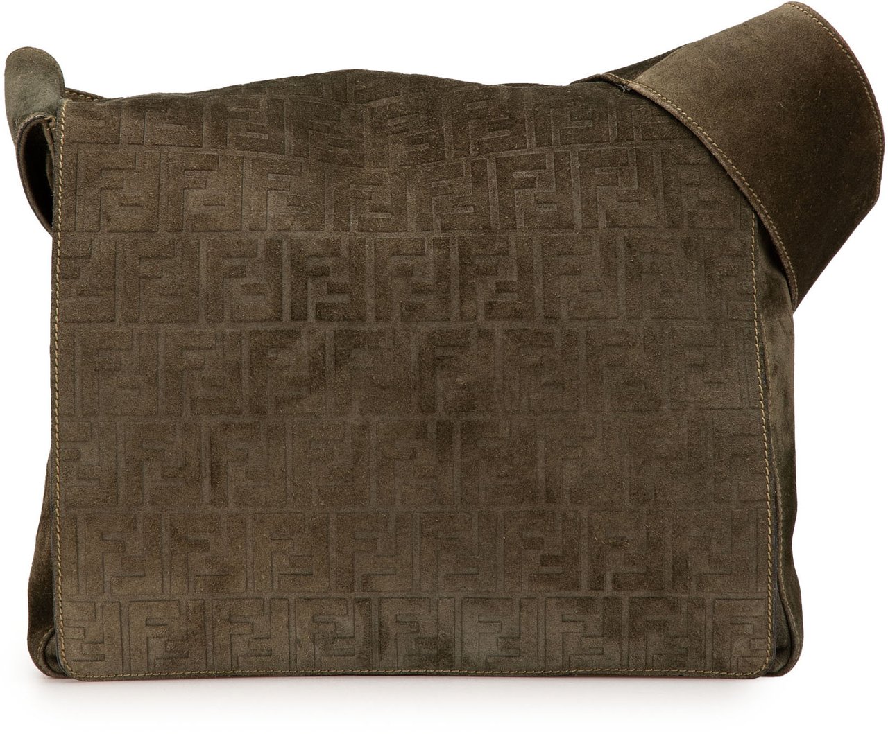 Fendi Zucca Suede Messenger Bag Bruin