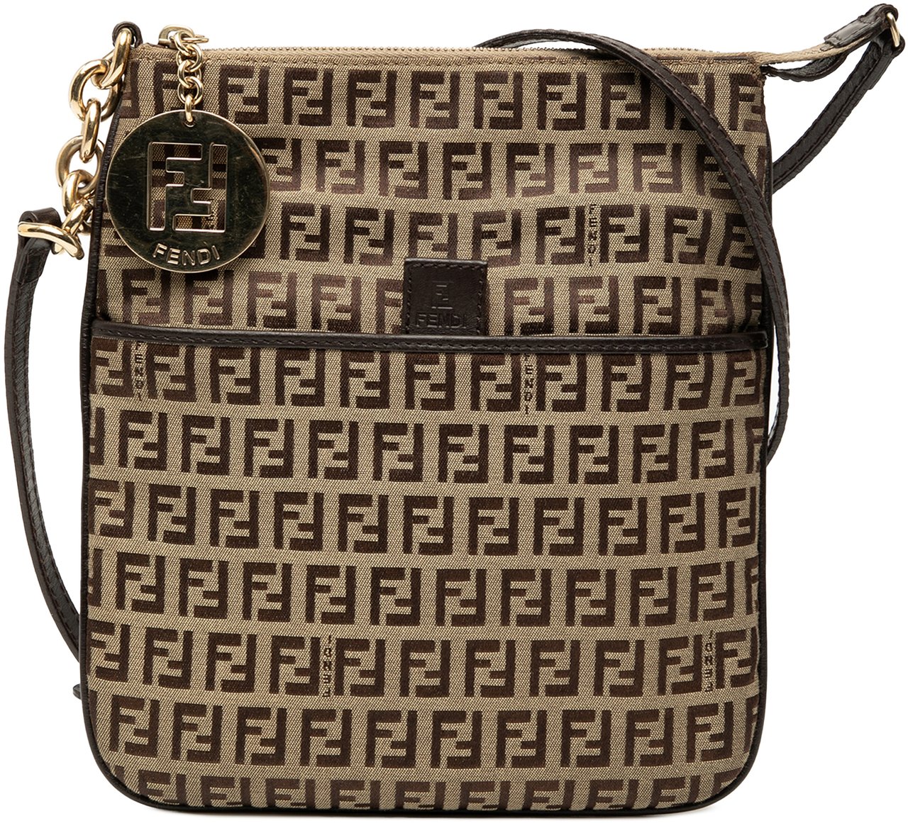 Fendi Zucchino Canvas Forever Crossbody Bruin
