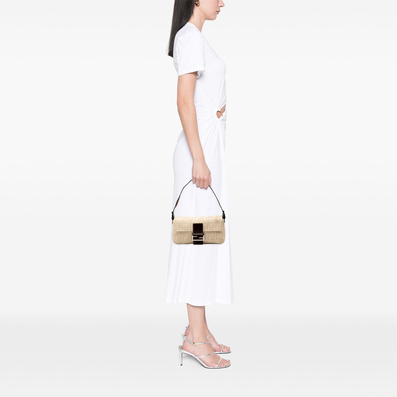 Fendi Zucca Canvas Baguette Bruin