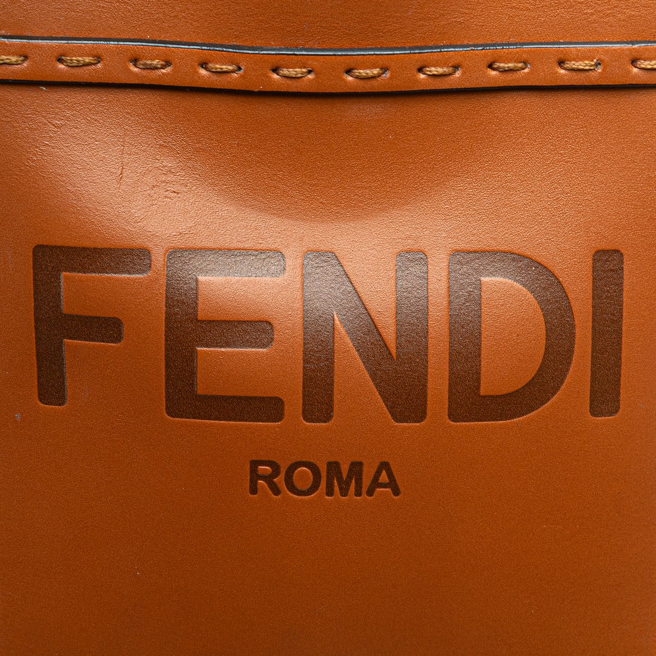 Fendi Mini Leather Sunshine Shopper Tote Bruin