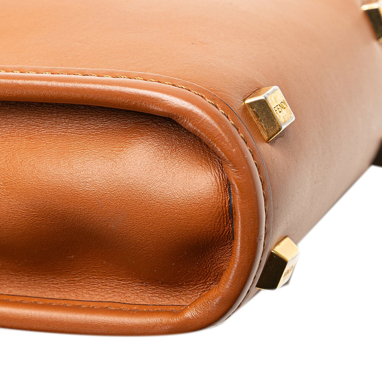 Fendi Mini Leather Sunshine Shopper Tote Bruin
