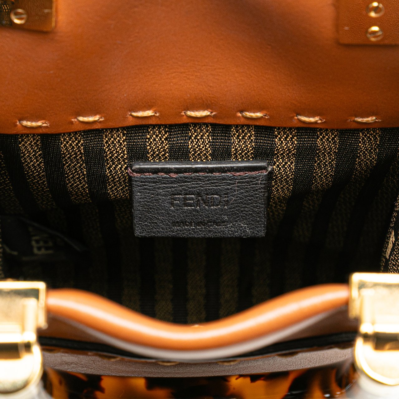 Fendi Mini Leather Sunshine Shopper Tote Bruin