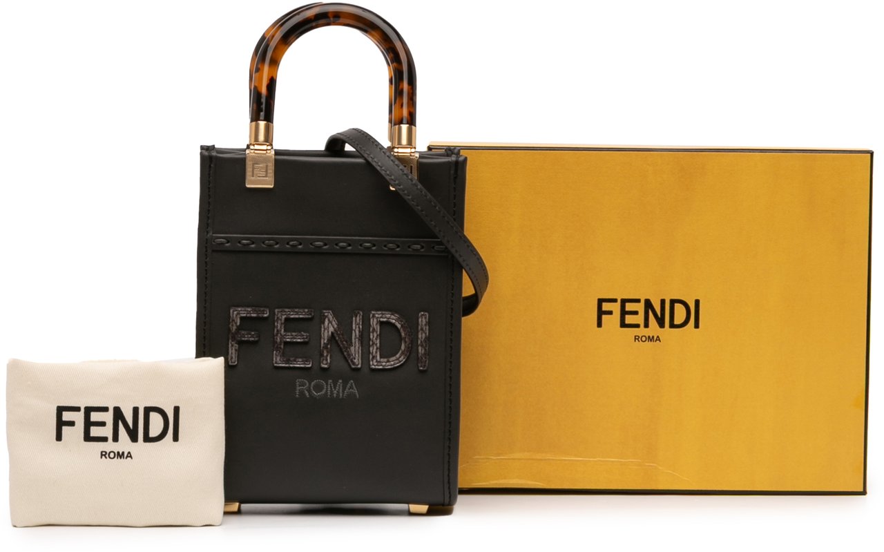 Fendi Mini Sunshine Shopper Tote Zwart
