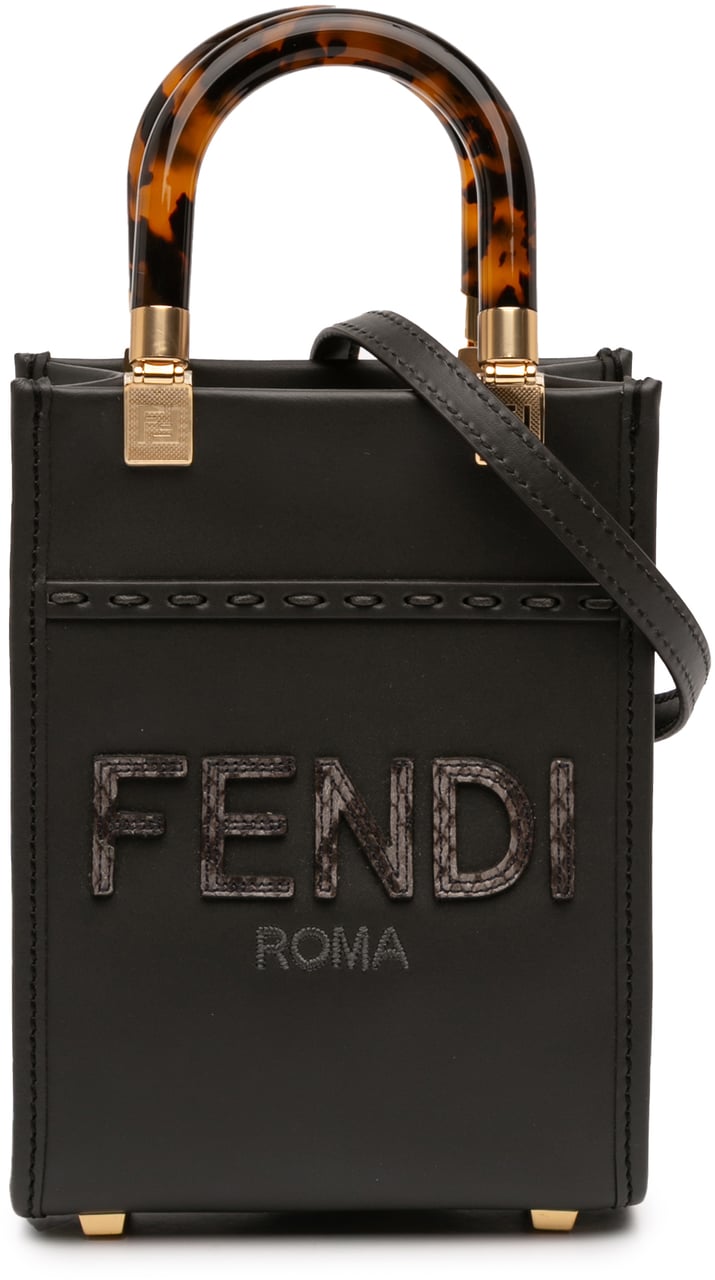 Fendi Mini Sunshine Shopper Tote Zwart