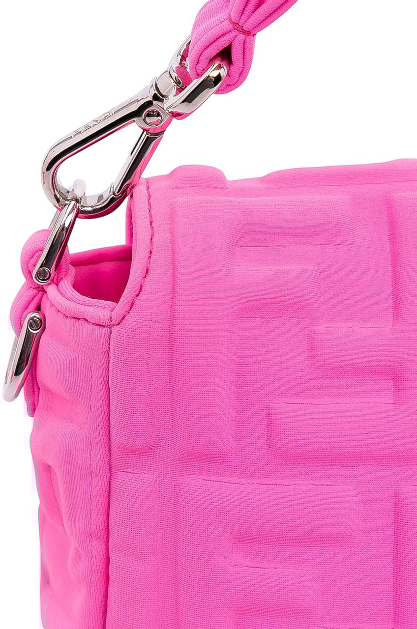 Fendi Medium Embossed Lycra Baguette Satchel Roze