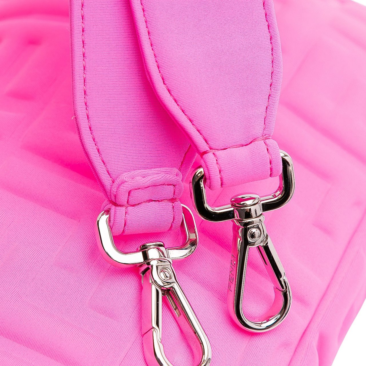 Fendi Medium Embossed Lycra Baguette Satchel Roze