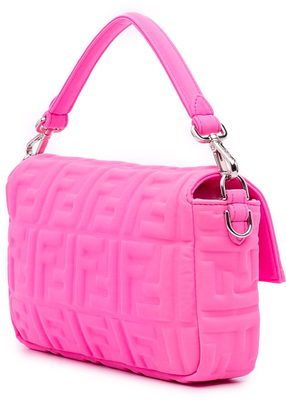 Fendi Medium Embossed Lycra Baguette Satchel Roze
