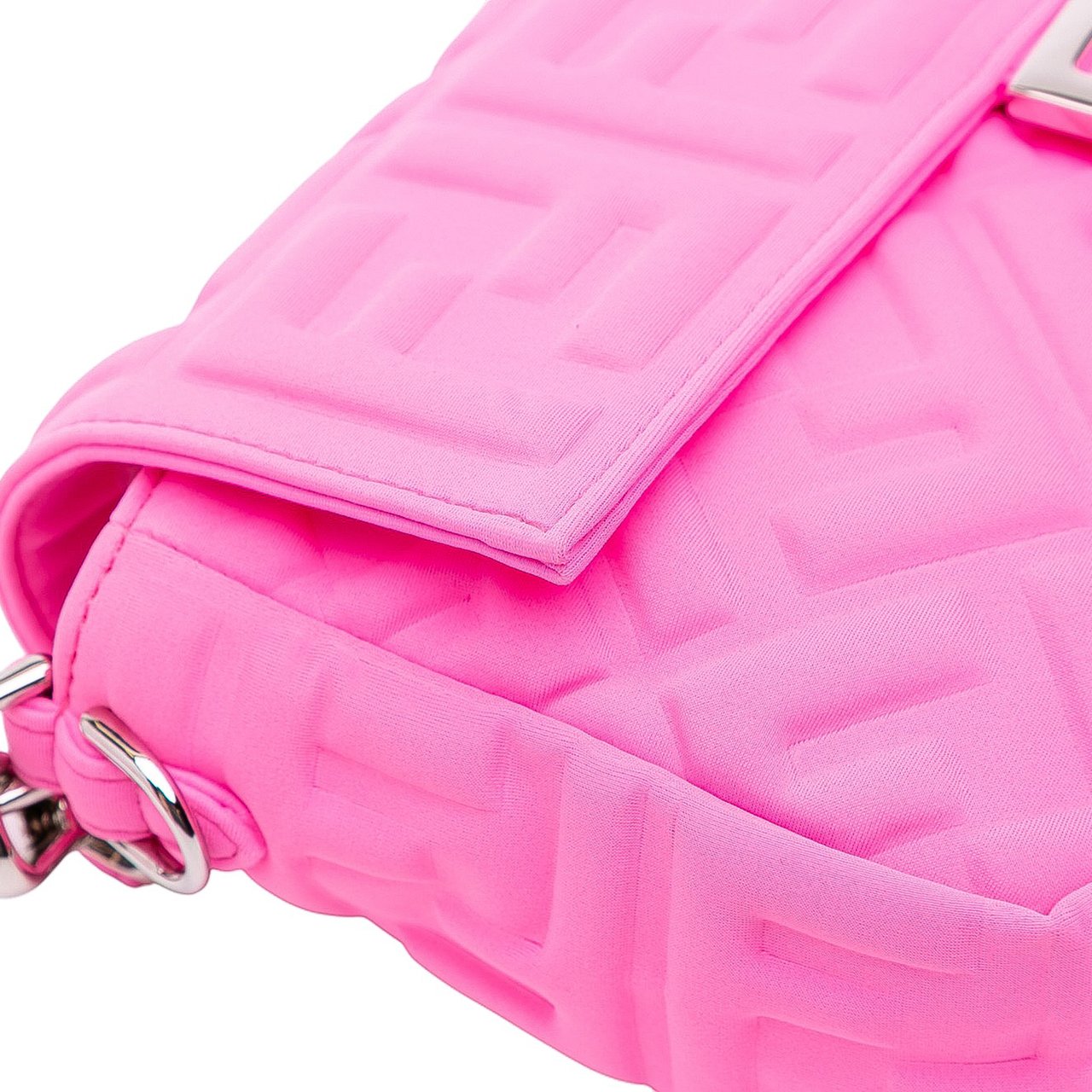 Fendi Medium Embossed Lycra Baguette Satchel Roze
