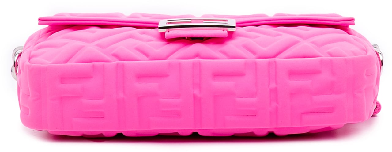 Fendi Medium Embossed Lycra Baguette Satchel Roze