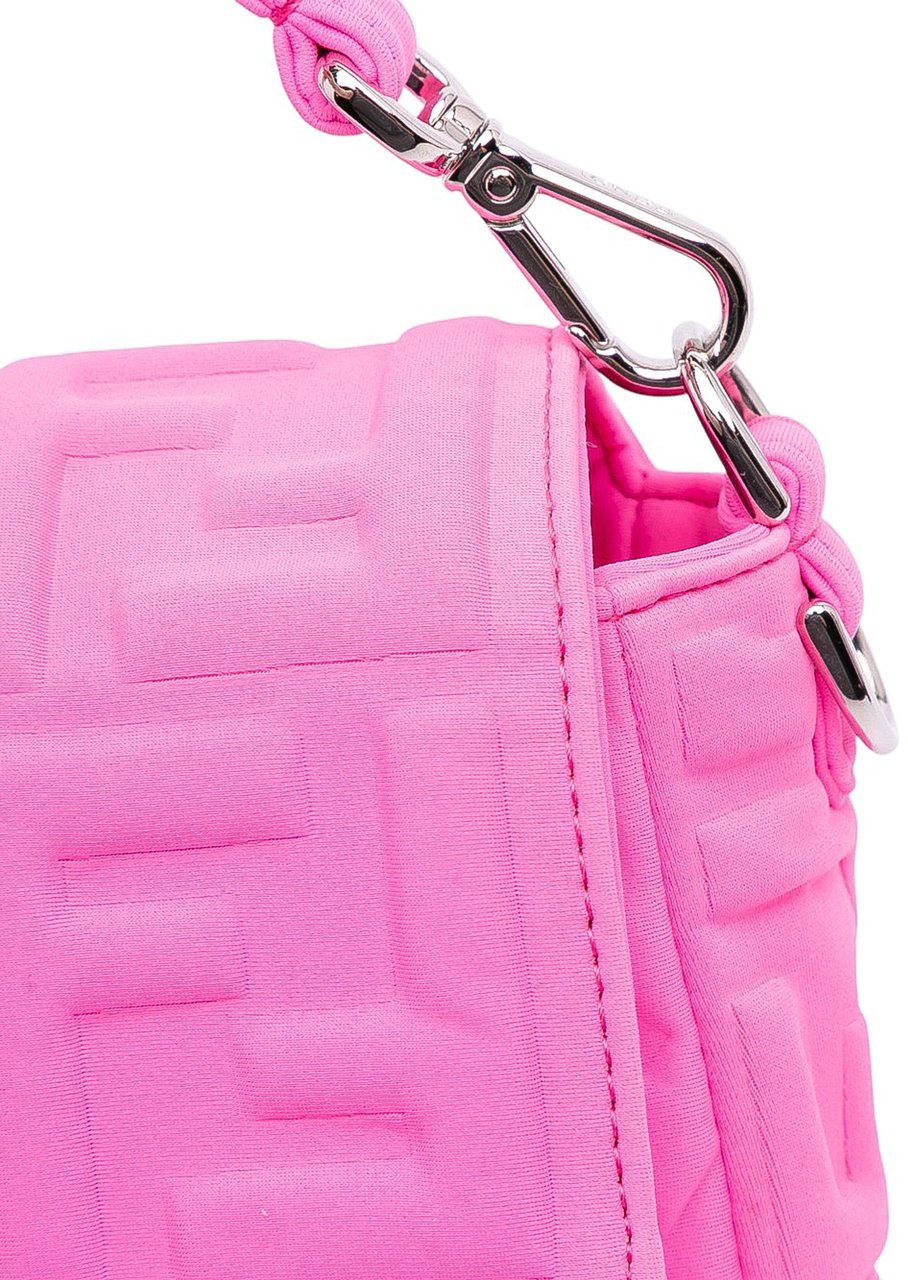 Fendi Medium Embossed Lycra Baguette Satchel Roze